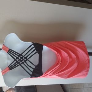 Stylish Coral and Black Strappy Tank Top